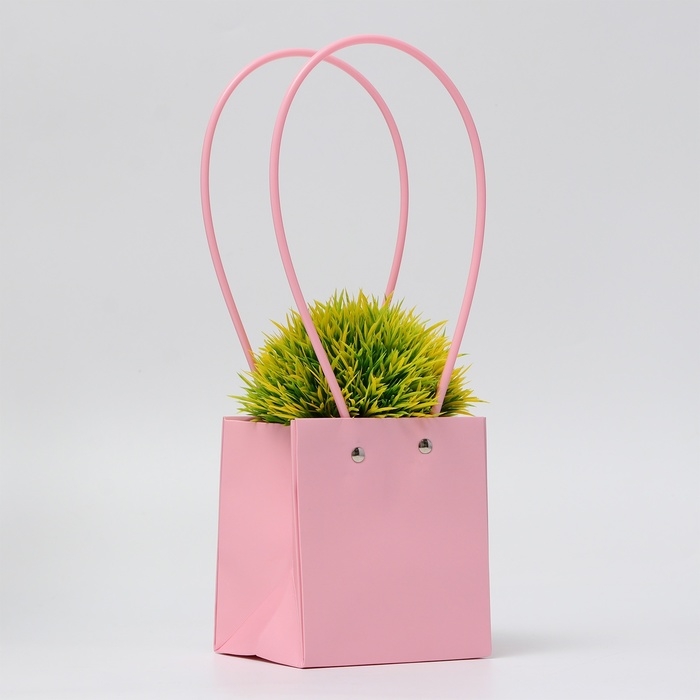 Сумка для цветов, квадратная, розовая, влагостойкая, 13х12х12 см Сумка для цветов, квадратная, розовая, влагостойкая, 13х12х12 см