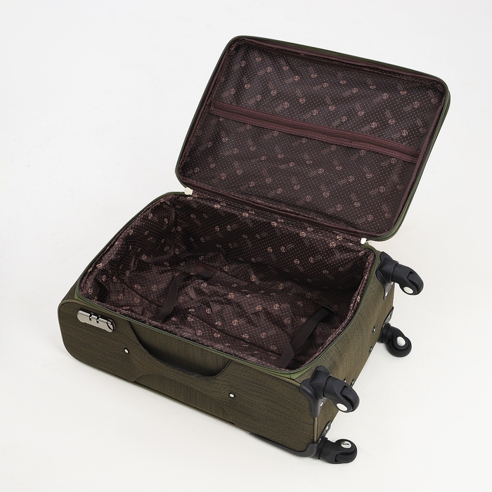 Чемодан средний 52 л (M), отдел на молнии, кодовый замок, с расширением, цвет хаки Чемодан средний 52 л (M), отдел на молнии, кодовый замок, с расширением, цвет хаки