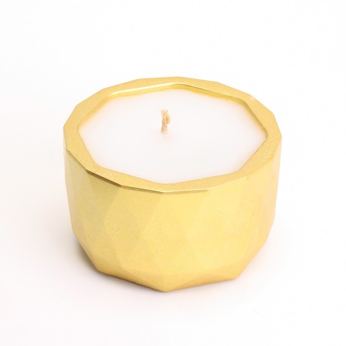 Свеча  Свеча "Мрамор" в подсвечнике из гипса с крышкой, 8,5х6см, золото
