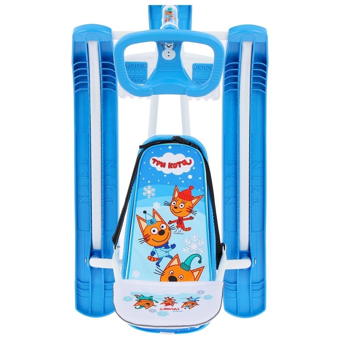 Снегокат «Тимка спорт 4-1 Три кота», ТС4-1/ТК, со спинкой и ремнём безопасности, цвет голубой/белый Снегокат «Тимка спорт 4-1 Три кота», ТС4-1/ТК, со спинкой и ремнём безопасности, цвет голубой/белый