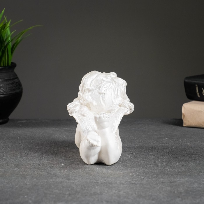 Фигура  Фигура "Ангел лежит на ладошках" перламутровый, 12х16х10см