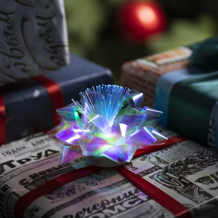 Светодиодная игрушка «Бант-звезда» 9 × 6 × 9 см, батарейки LR44х3 (в комплекте), свечение мульти, перламутровая Светодиодная игрушка «Бант-звезда» 9 × 6 × 9 см, батарейки LR44х3 (в комплекте), свечение мульти, перламутровая