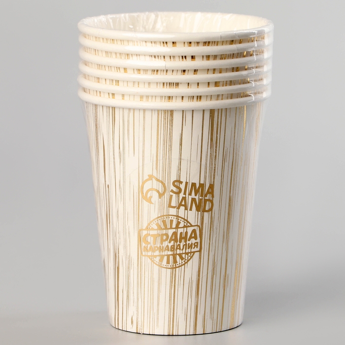 Стаканы бумажные «Полосы», 6 шт, цвет золото Стаканы бумажные «Полосы», 6 шт, цвет золото