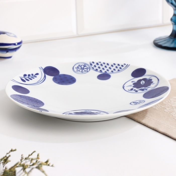 Тарелка Тарелка "Романс мозаика", д-200мм, нео гжель