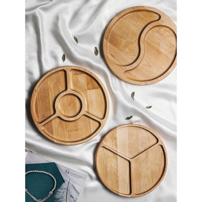 Менажница Доляна «Мерс», d=25 см, 3 секции, берёза