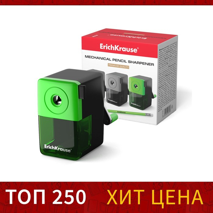 Точилка 1 отверстие ErichKrause, с контейнером и механизмом крепления к столу, отверстие диаметром 8 мм, микс Точилка 1 отверстие ErichKrause, с контейнером и механизмом крепления к столу, отверстие диаметром 8 мм, микс