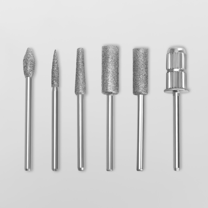 Фрезы с алмазным напылением, с насадками для педикюра, в пластиковом органайзере, 12 шт Фрезы с алмазным напылением, с насадками для педикюра, в пластиковом органайзере, 12 шт