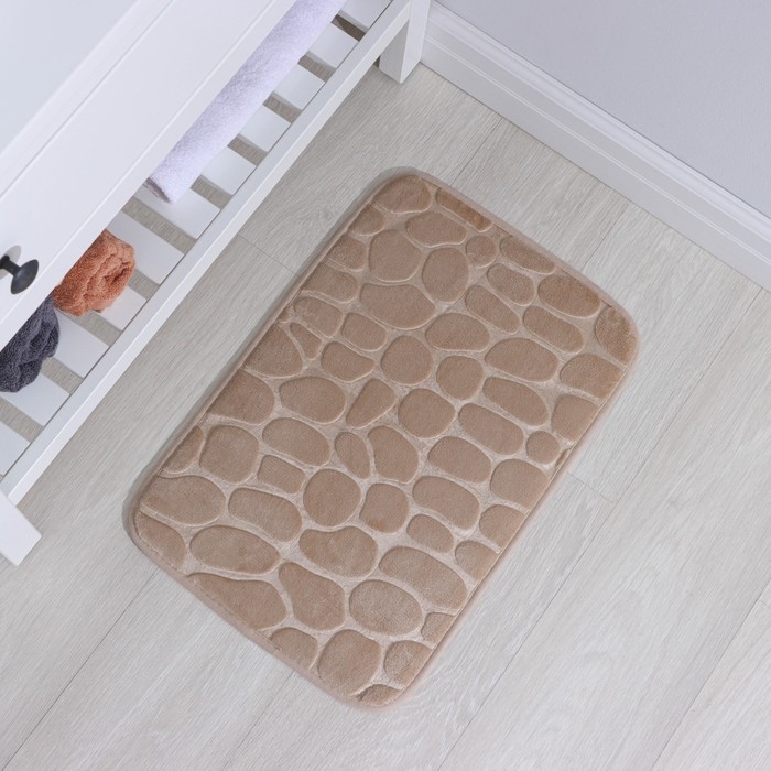 Коврик для ванной и туалета Доляна «Галька», 40×60 см, цвет бежевый Коврик для ванной и туалета Доляна «Галька», 40×60 см, цвет бежевый