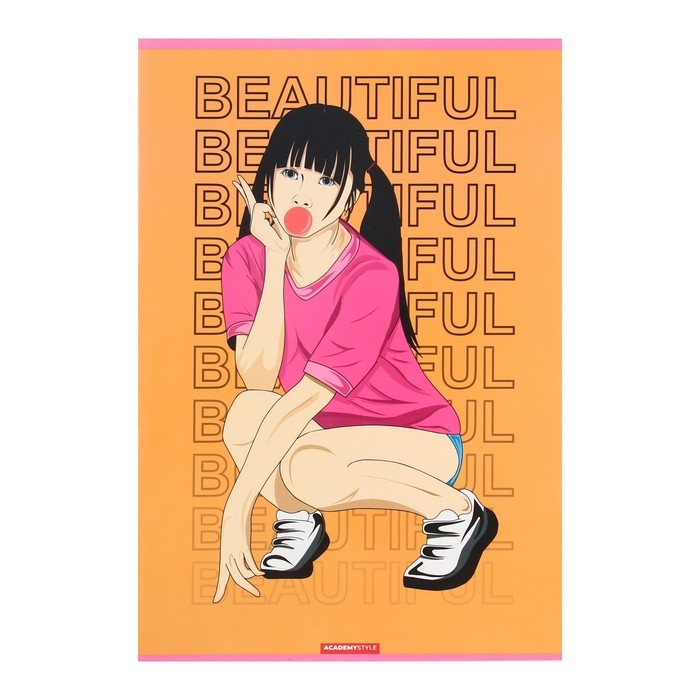 Тетрадь А4, 48 листов в клетку Тетрадь А4, 48 листов в клетку "Аниме Девушка", обложка мелованный картон, УФ- лак, МИКС