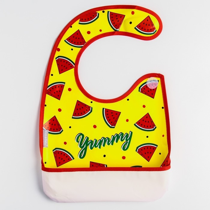 Нагрудник для кормления «Арбузики» непромокаемый на липучке, с карманом Нагрудник для кормления «Арбузики» непромокаемый на липучке, с карманом