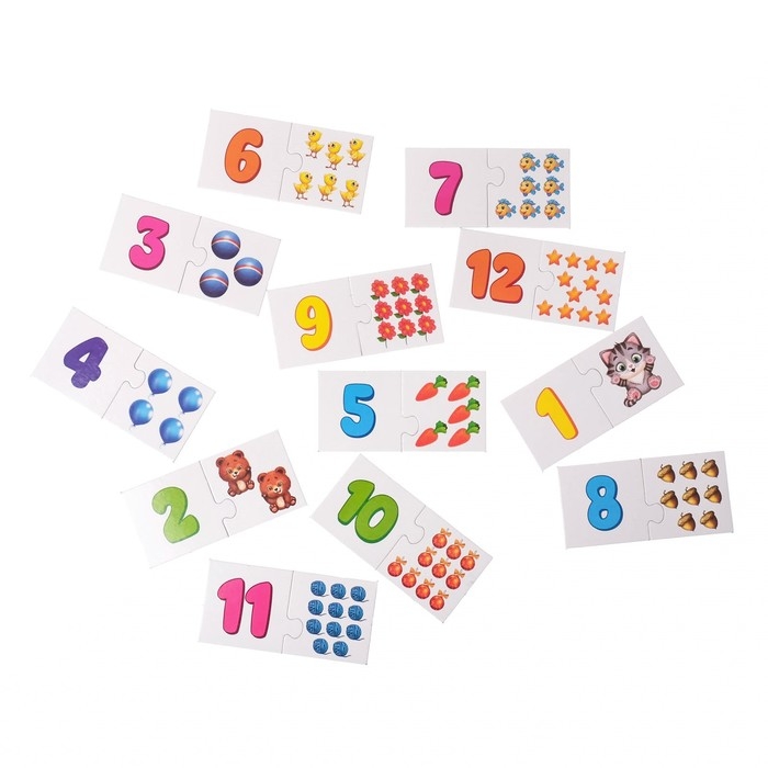Парные пазлы «Счёт», 12 пазлов, 24 детали Парные пазлы «Счёт», 12 пазлов, 24 детали