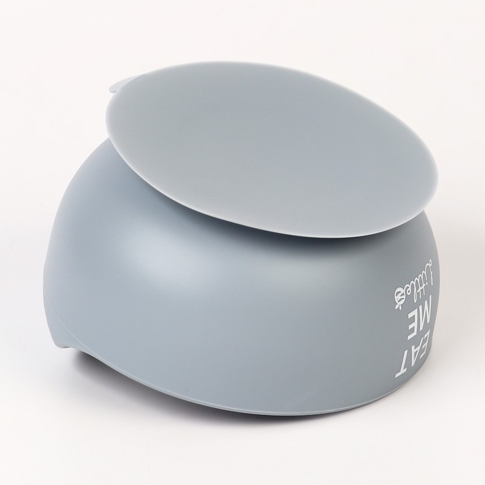 Тарелка детская на присоске, ложка, M&B, серый Тарелка детская на присоске, ложка, M&B, серый