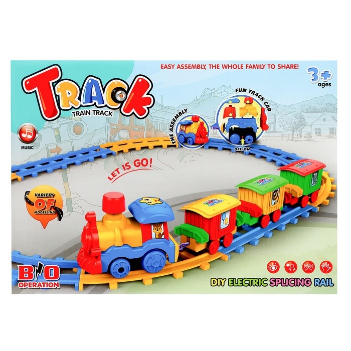 Железная дорога «Весёлый паровозик», звуковые эффекты, работает от батареек Железная дорога «Весёлый паровозик», звуковые эффекты, работает от батареек