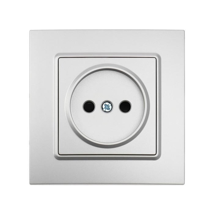 Розетка одноместная TOT Elegant, 10 А, скрытая, без з/к, серебристая Розетка одноместная TOT Elegant, 10 А, скрытая, без з/к, серебристая