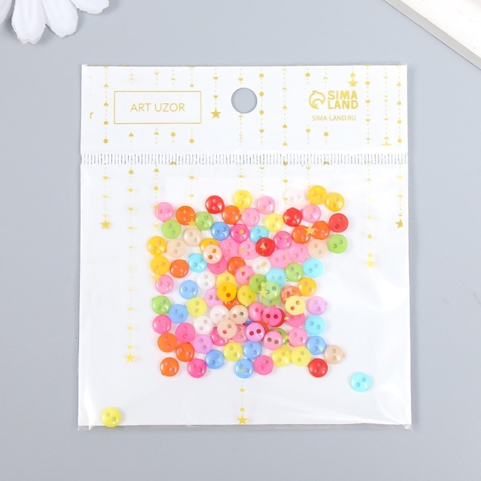 Пуговицы пластик для творчества 2 прокола Пуговицы пластик для творчества 2 прокола "Цветные пуговички" набор 100 шт 0,6х0,6 см