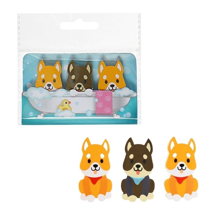 Ластик deVENTE Corgi, набор 3 штуки, 40х27х7мм Ластик deVENTE Corgi, набор 3 штуки, 40х27х7мм