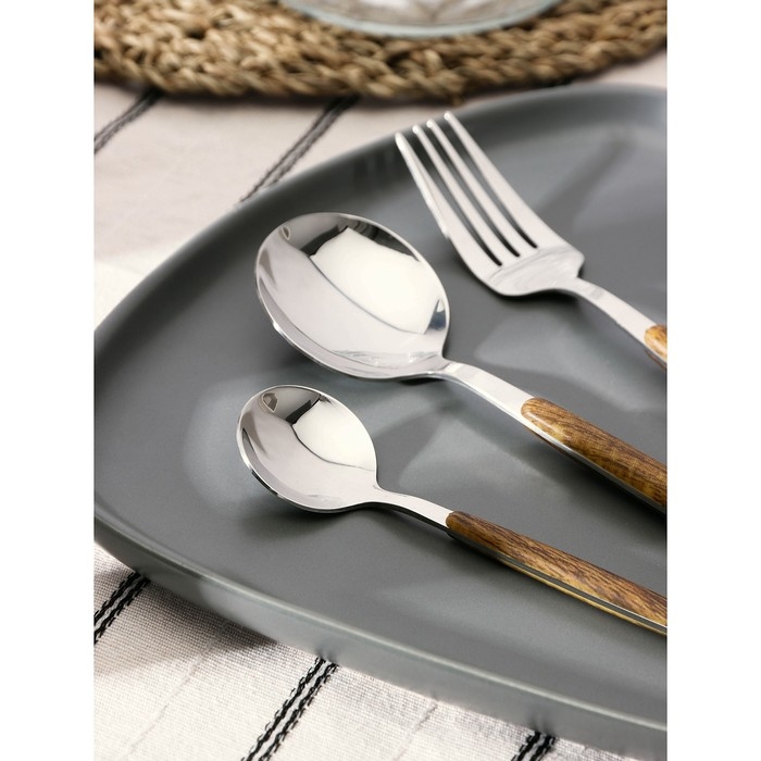 Столовые приборы из нержавеющей стали Magistro «Древо», 4 предмета, цвет металла серебряный Столовые приборы из нержавеющей стали Magistro «Древо», 4 предмета, цвет металла серебряный