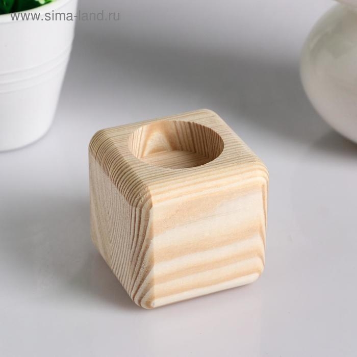Подсвечник деревянный под 1 свечу "Квадратный", МАССИВ, 6×6×6 см