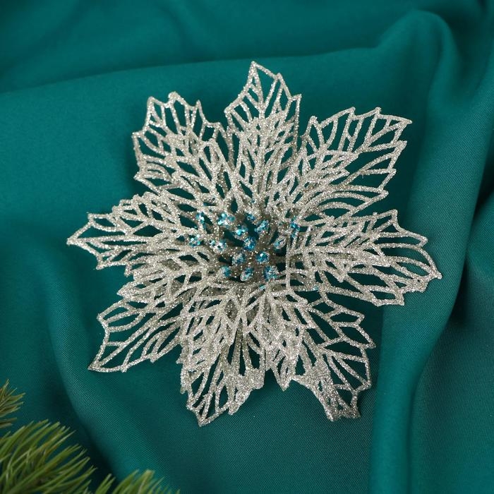 Украшение ёлочное Украшение ёлочное "Ажурный цветок" (набор 2 шт) 14 см, серебро