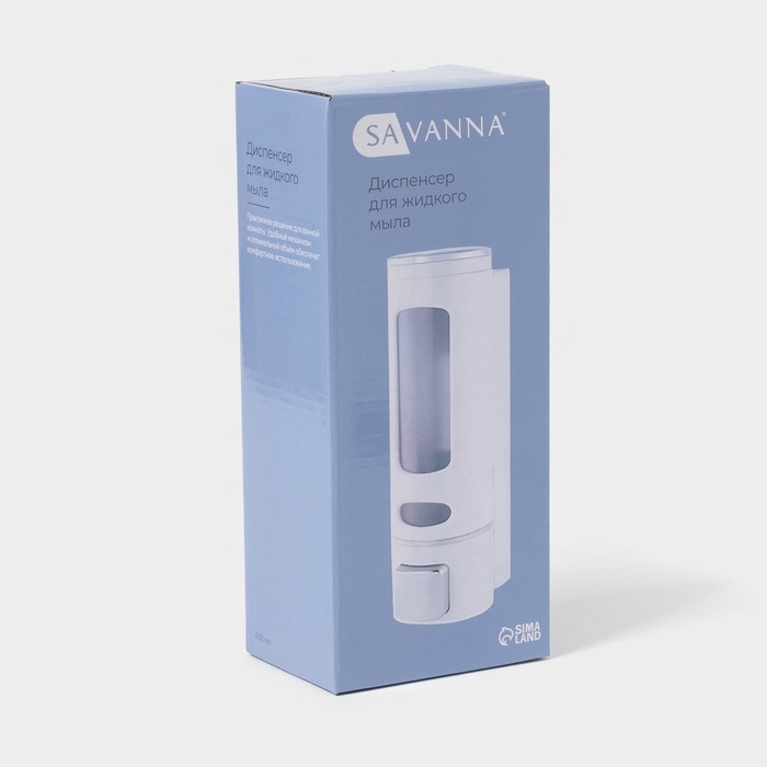 Диспенсер для мыла и антисептика SAVANNA, механический, 400 мл, металл, белый Диспенсер для мыла и антисептика SAVANNA, механический, 400 мл, металл, белый