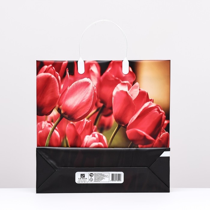 Пакет Пакет "Тюльпаны", мягкий пластик, 30 x 30 см, 120 мкм