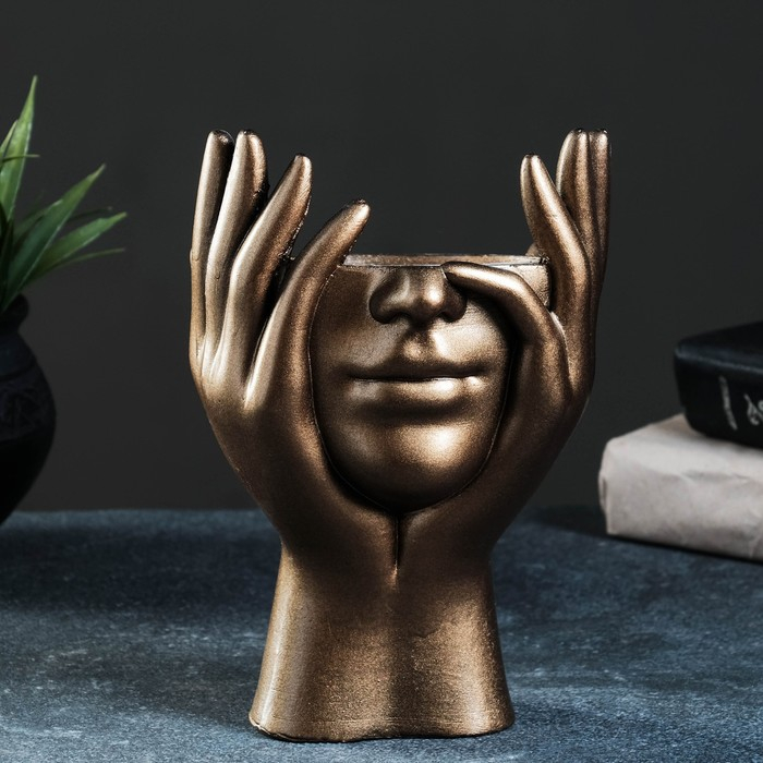 Кашпо - органайзер  Кашпо - органайзер "Мечты в руках" бронза, 13х20,5х13,5см