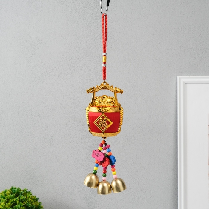 Колокольчик металл  Колокольчик металл "Бочонок с золотом - богатство" 6,5х7,2х31,5 см