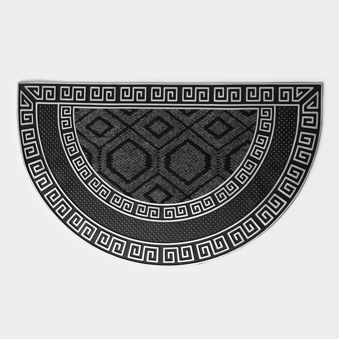 Коврик придверный полукруглый Доляна «Меандр», 45×75 см, цвет серебряный Коврик придверный полукруглый Доляна «Меандр», 45×75 см, цвет серебряный