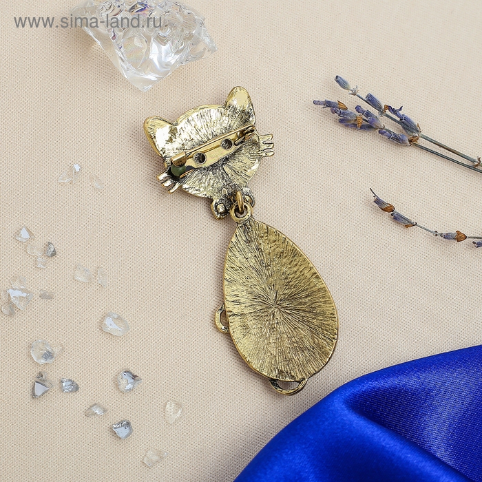 Брошь этника «Кошка радужная», цветная в чернёном золоте