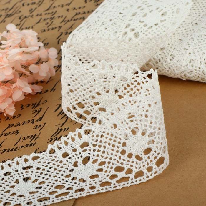 Кружево вязаное, 60 мм × 15 ± 1 м, цвет кипенно-белый Кружево вязаное, 60 мм × 15 ± 1 м, цвет кипенно-белый