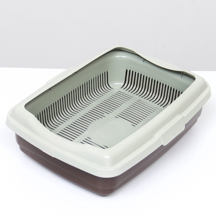 Лоток большой с сеткой и бортиком Atlantis  Лоток большой с сеткой и бортиком Atlantis "Стандарт", 43 х 33 х 12,5 см, шоколад