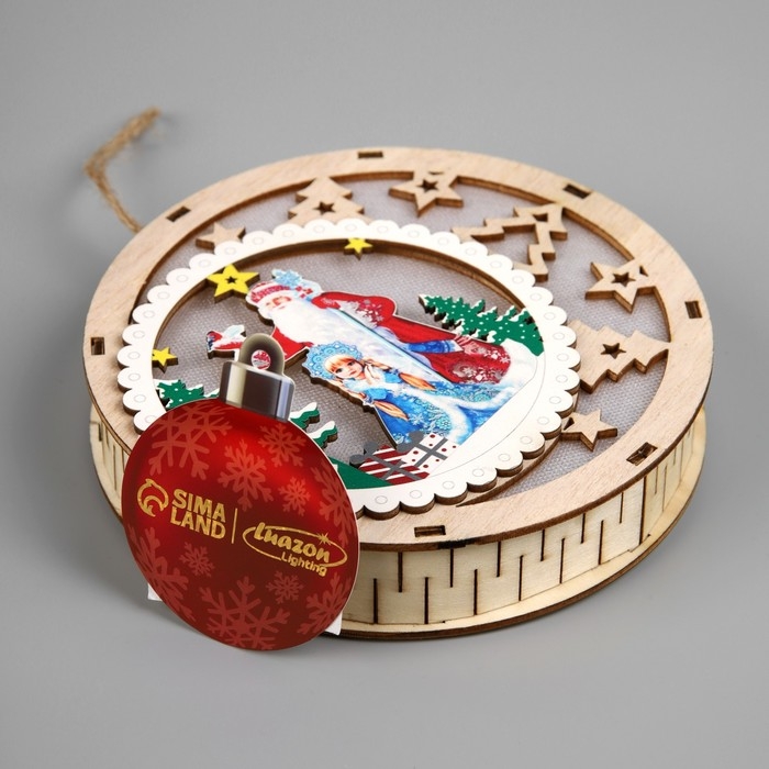 Подвеска световая Подвеска световая "Дед Мороз и Снегурочка", 15х3 см, 6 LED, АААx2 (не в компл.), свечение тёплое белое