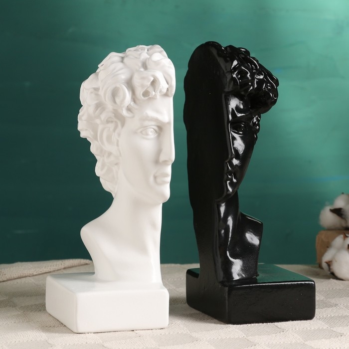 Держатель-подставка для книг  Держатель-подставка для книг "Бюст Давида" набор 2шт, 25см, черно-белый