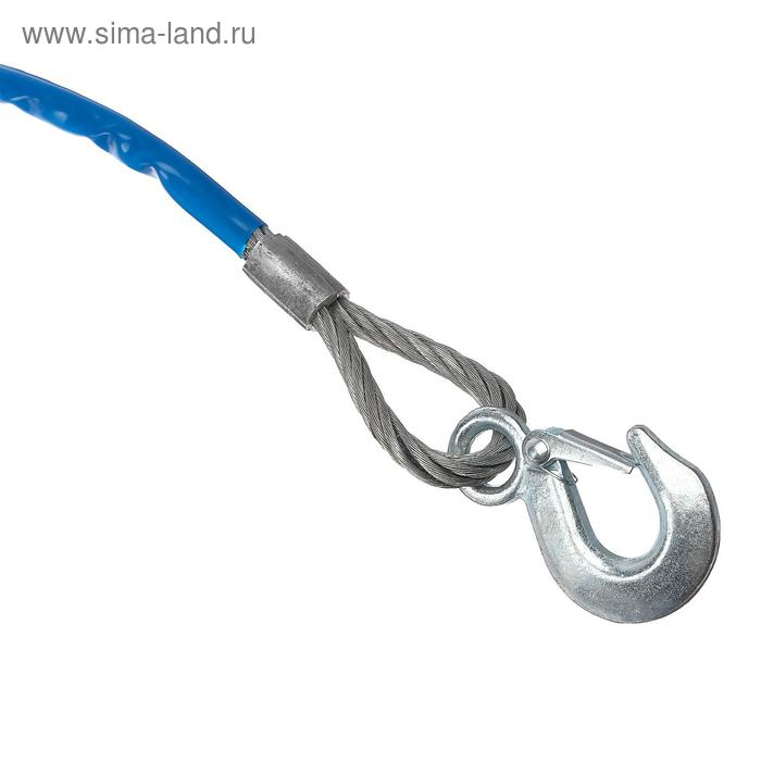 Трос буксировочный TORSO, металлический в ПВХ оплётке, 4м, 8 тонн, 2 крюка Трос буксировочный TORSO, металлический в ПВХ оплётке, 4м, 8 тонн, 2 крюка