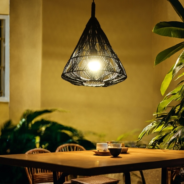 Светильник потолочный из ротанга Светильник потолочный из ротанга "Саламет" 1х120Вт, Е27, 30х30х40 см, чёрный