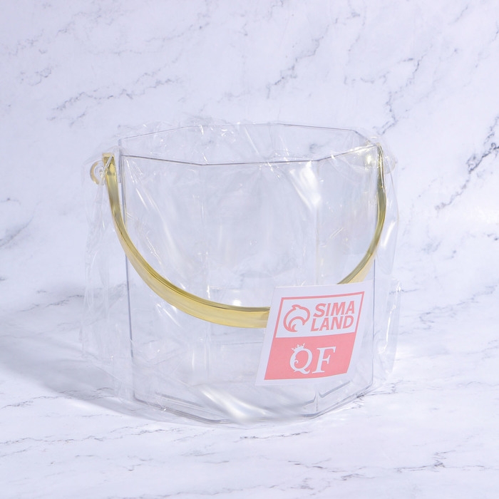 Органайзер для хранения косметических принадлежностей «CLEAN GOLD», с ручкой, восьмиугольный, d = 12,5 × 12 см, цвет прозрачный/золотистый