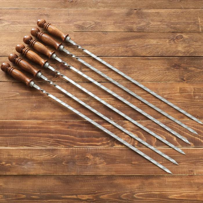 Набор шампуров  Набор шампуров "Ташкент" в чехле, 6 шт, рабочая часть - 50 см, серый