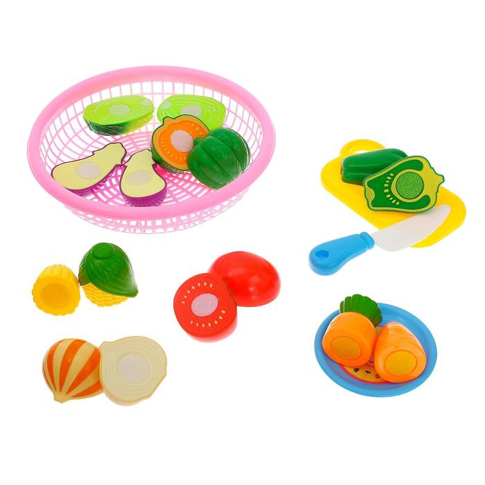 Набор продуктов-нарезка «Поварёнок« в корзинке, на липучках, 12 предметов, цвета МИКС Набор продуктов-нарезка «Поварёнок« в корзинке, на липучках, 12 предметов, цвета МИКС