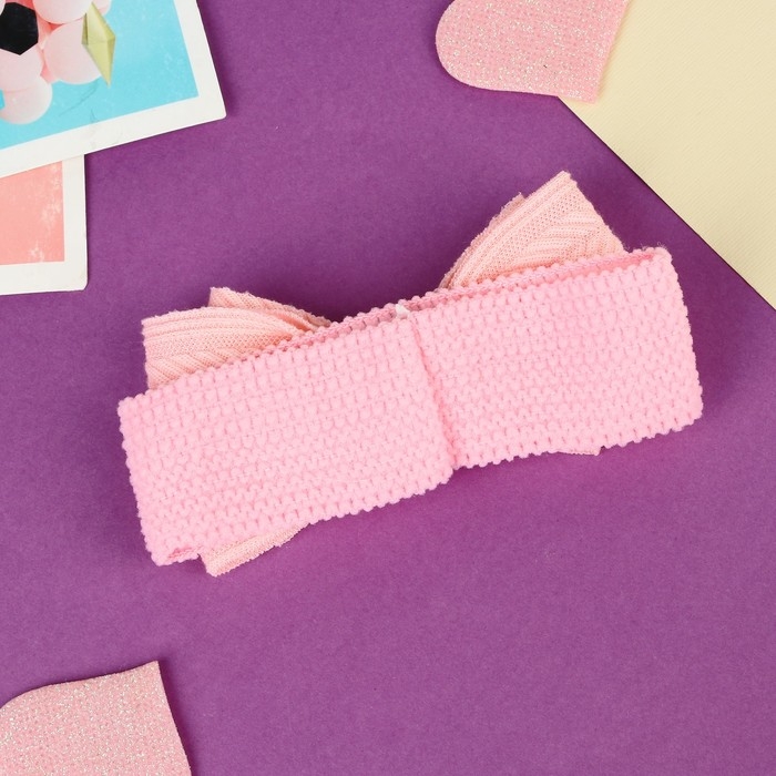 Повязка для волос Повязка для волос "Выбражулька" бант узор, 16х3 см, розовый