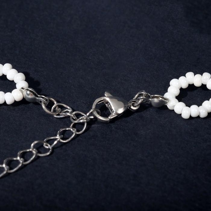 Чокер «Жемчуг» вышивка, цвет белый в серебре, 30 см Чокер «Жемчуг» вышивка, цвет белый в серебре, 30 см