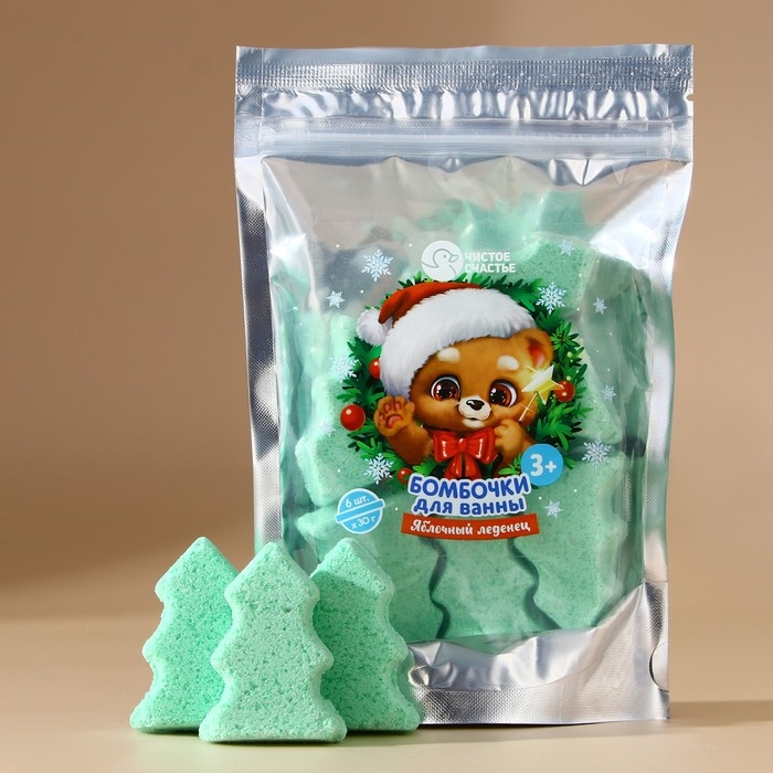 Подарочный набор косметики детский, бомбочки для ванны, 6 х 30 г, аромат яблочного леденца, Новый Год Подарочный набор косметики детский, бомбочки для ванны, 6 х 30 г, аромат яблочного леденца, Новый Год