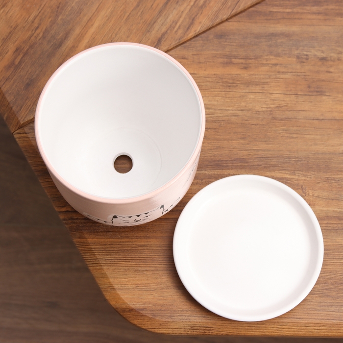 Горшок цветочный Горшок цветочный "Мяун" 1,6 л, розовый