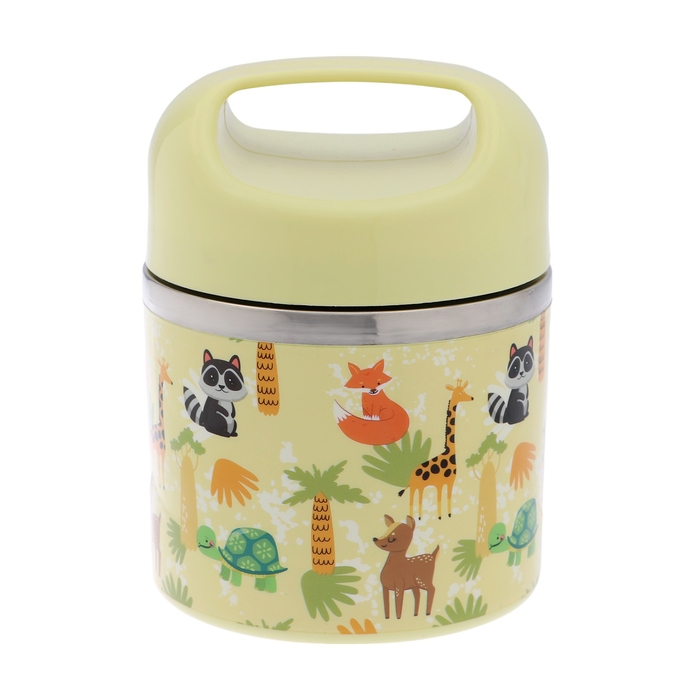 Ланч-бокс Ланч-бокс "В мире зверей", 630 мл, сохраняет тепло 3 ч, 11 х 15 см, оливковый