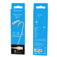 Кабель Borofone BX21, Type-C - USB, 3 А, 1 м, тканевая оплётка, золотистый