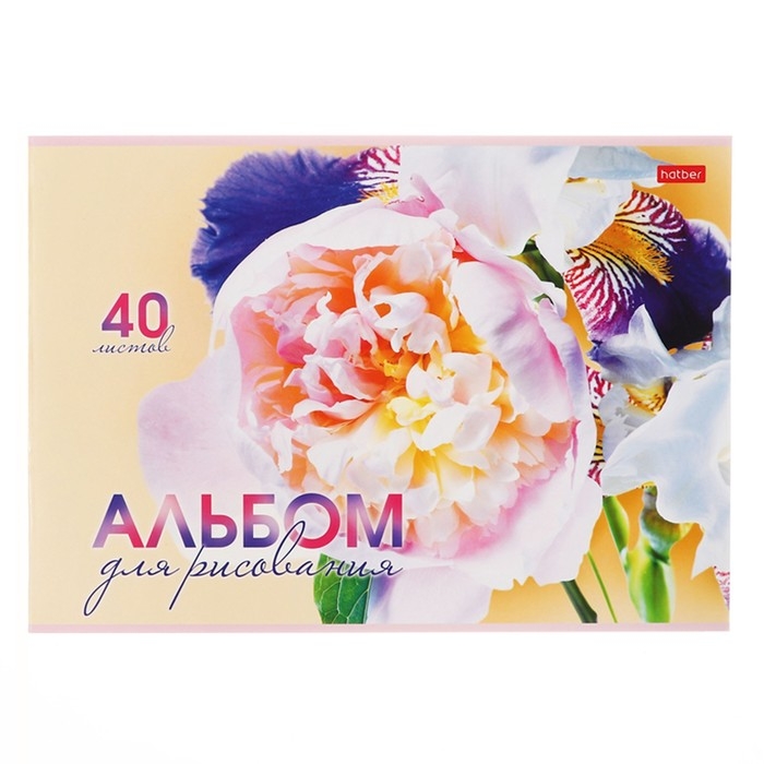 Альбом для рисования A4, 40 листов Альбом для рисования A4, 40 листов "Грация цветов", обложка мелованный картон, тиснение, блок 100 г/м2, МИКС