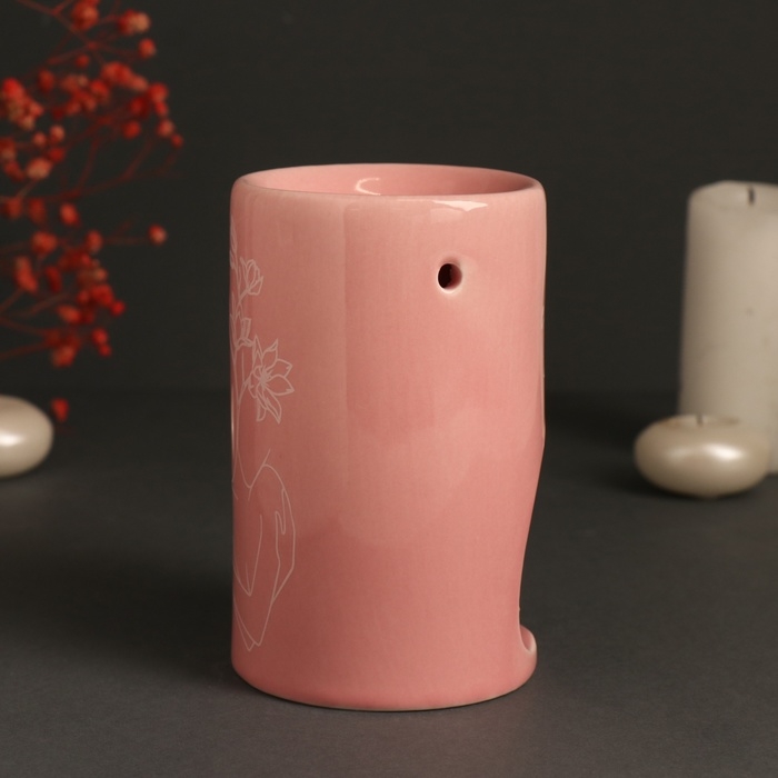 Аромалампа керамика Аромалампа керамика "К себе только с любовью" нежно-розовая 7,2х7,2х11,6 см