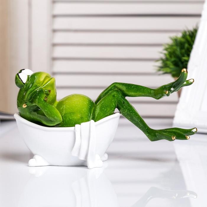 Сувенир полистоун лак Сувенир полистоун лак "Лягуха в ванной" 9х18,5х10 см