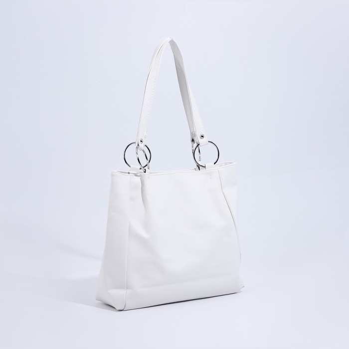 Сумка-шопер женская на молнии, цвет белый