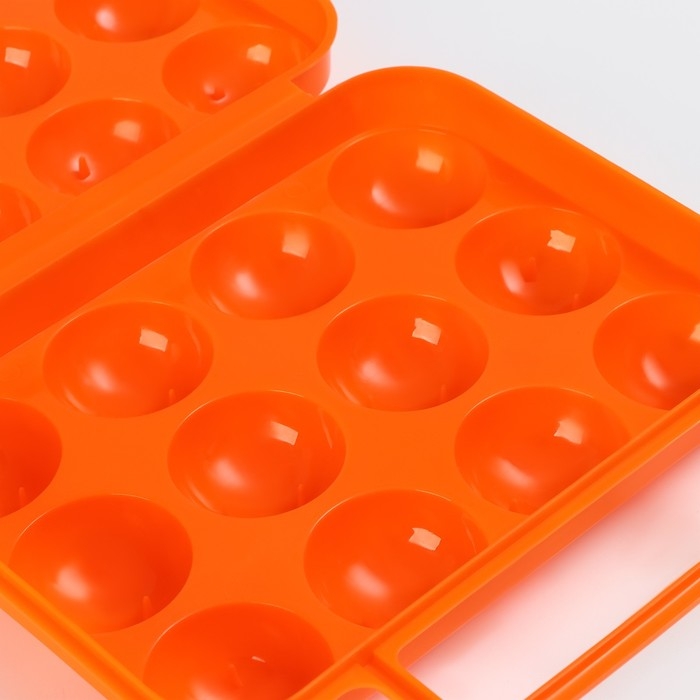 Контейнер для хранения яиц с ручкой, 20&times;7 см, 12 ячеек, цвет МИКС