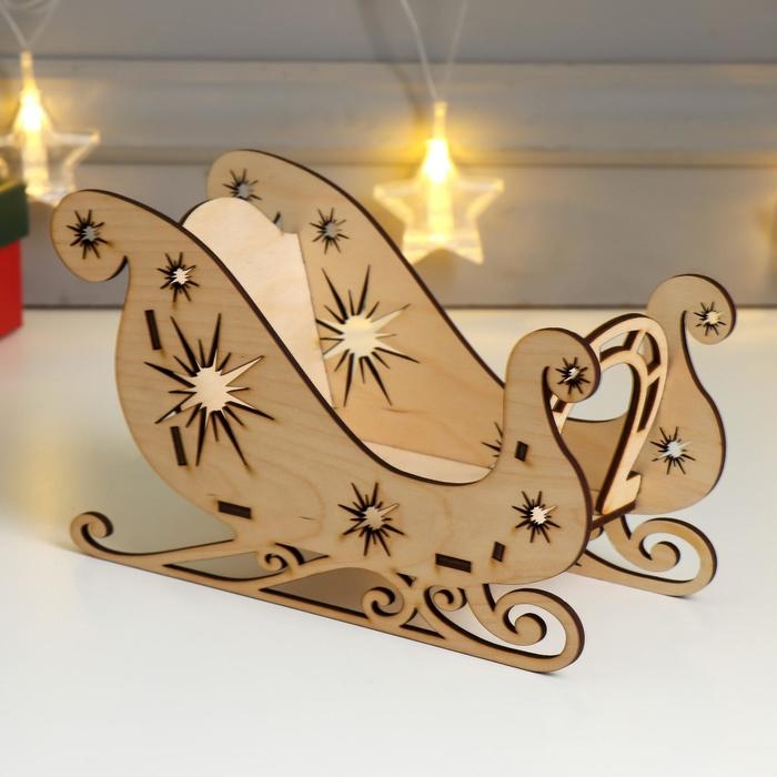 Шкатулка дерево Новогодние Сани  Шкатулка дерево Новогодние Сани "Звезда" (набор 5 деталей)  20х12х8 см